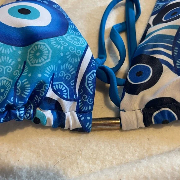 Blue Evil Eye Patterned Women's Bikini Set - Picture 7 of 9